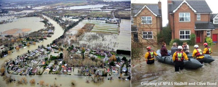 Images of the devastation caused by the flooding in Surrey (UK). Photographs courtesy of NPAS Redhill and Clive Bond.